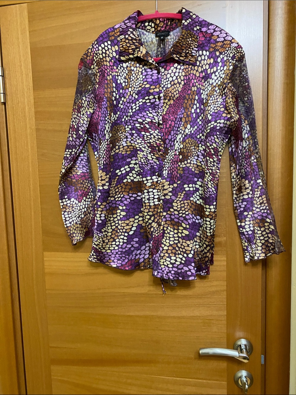 Komarov Purple, Brown & Cream Printed Button-Up Blouse